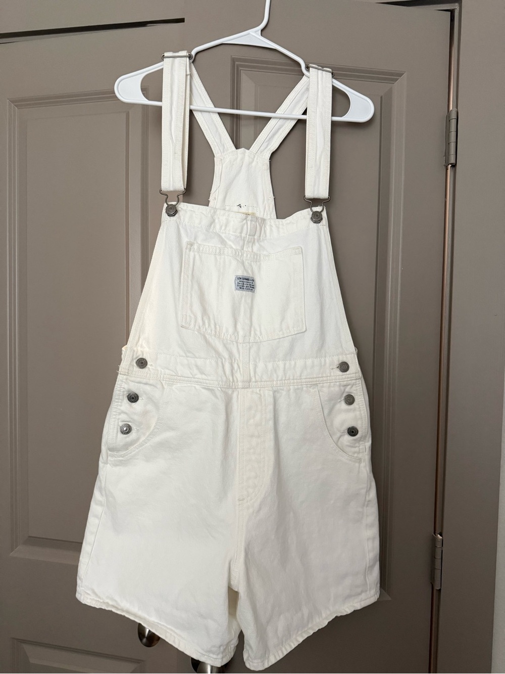 Levi's Cream White Denim Short Overalls